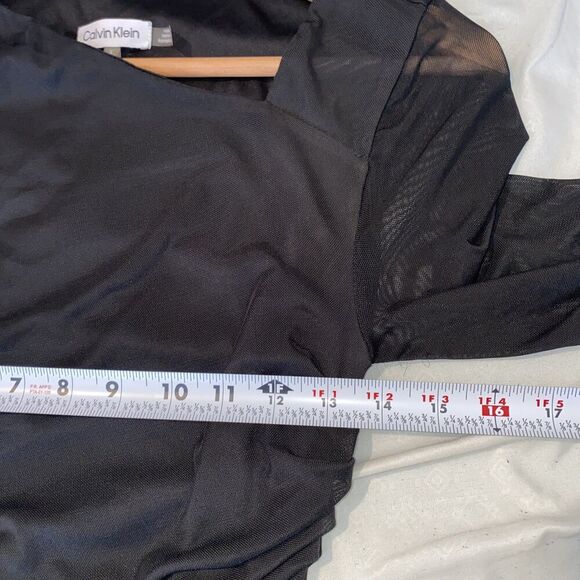 Calvin Klein Women's Asymmetric Hem Ruched Midi Black Sheath Dress Small - Picture 12 of 14